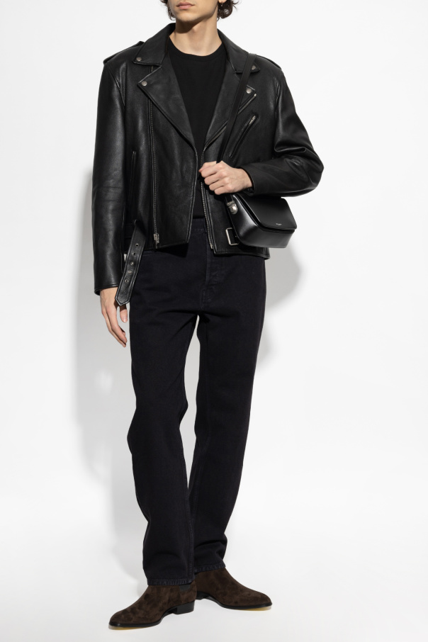 Saint Laurent Leather jacket with belt | Men's Clothing | Vitkac
